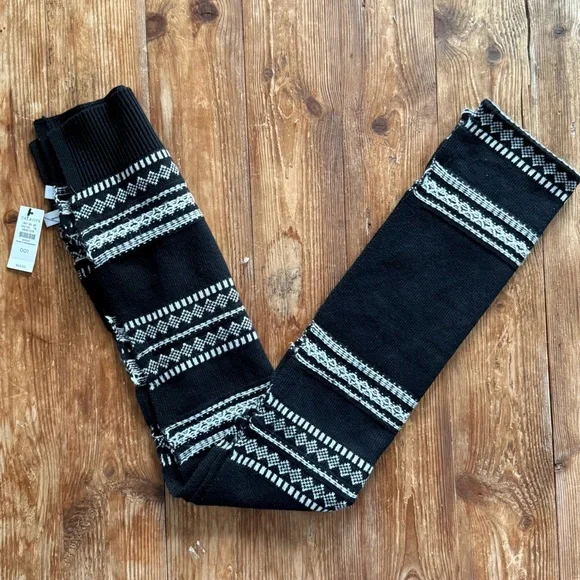Talbots Women's Merry Fair Isle Scarf Black/White 6' x 10" NWT - Picture 1 of 5